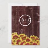 Rustieke herfst Zonnebloemen op hek Bruiloft Kaart (Achterkant)