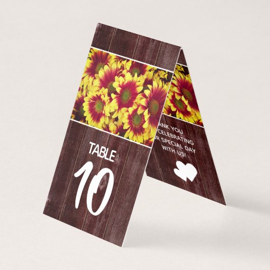 Rustieke herfst Zonnebloemen op hek Bruiloft Kaart (Achterkant)