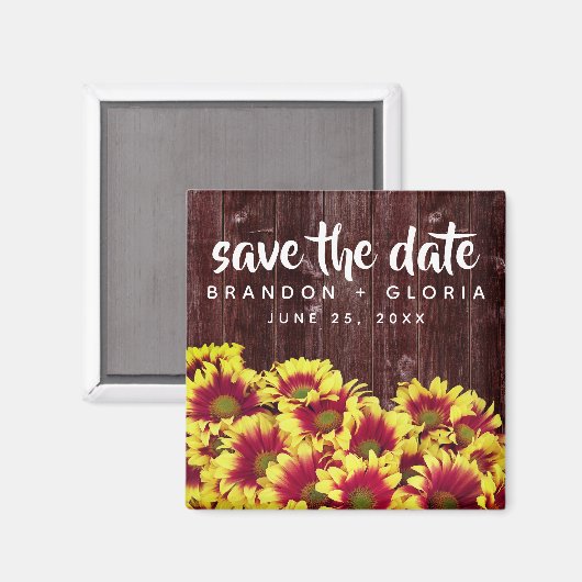 Rustieke herfst Zonnebloemen op hek Bruiloft Magneet (Voorkant / Achterkant)