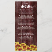 Rustieke herfst Zonnebloemen op hek Bruiloft Menu (Voorkant)