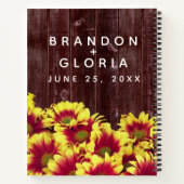 Rustieke herfst Zonnebloemen op hek Bruiloft Notitieboek (Achterkant)