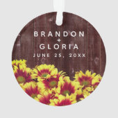 Rustieke herfst Zonnebloemen op hek Bruiloft Ornament (achterkant)