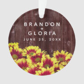 Rustieke herfst Zonnebloemen op hek Bruiloft Ornament (voorkant)