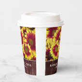 Rustieke herfst Zonnebloemen op hek Bruiloft Papieren Bekers (Links)