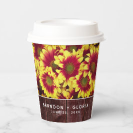 Rustieke herfst Zonnebloemen op hek Bruiloft Papieren Bekers