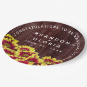 Rustieke herfst Zonnebloemen op hek Bruiloft Papieren Bordje (Gekanteld)