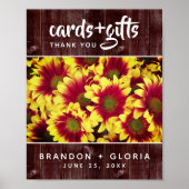 Rustieke herfst Zonnebloemen op hek Bruiloft Poster (Voorkant)