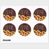 Rustieke herfst Zonnebloemen op hek Bruiloft Ronde Sticker (Vel)