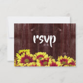 Rustieke herfst Zonnebloemen op hek Bruiloft RSVP Kaartje (Achterkant)