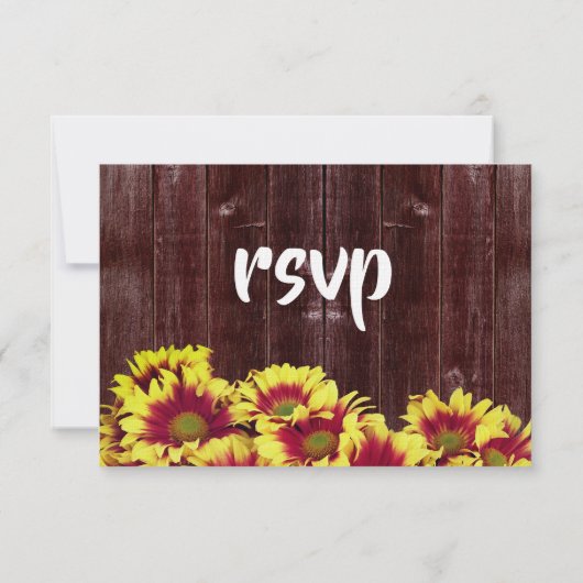 Rustieke herfst Zonnebloemen op hek Bruiloft RSVP Kaartje (Achterkant)