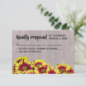 Rustieke herfst Zonnebloemen op hek Bruiloft RSVP Kaartje (Staand voorkant)
