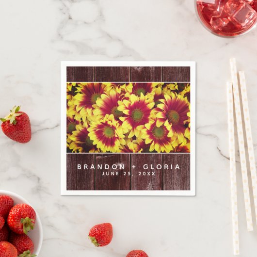 Rustieke herfst Zonnebloemen op hek Bruiloft Servet (Insitu)