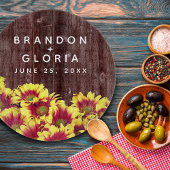 Rustieke herfst Zonnebloemen op hek Bruiloft Snijplank