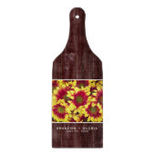 Rustieke herfst Zonnebloemen op hek Bruiloft Snijplank (Voorkant)