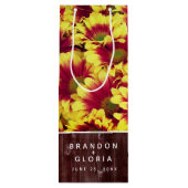 Rustieke herfst Zonnebloemen op hek Bruiloft Wijn Cadeautas (Achterkant)