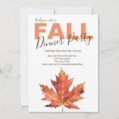 Rustieke Herfstblad Dinnerparty Uitnodiging (Voorkant)