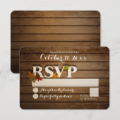 Rustieke herfstblad RSVP Bruiloft Kaartje (Voorkant / Achterkant)