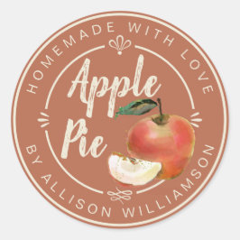 Rustieke herfstblad zelfgemaakte appelcake ronde sticker
