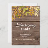 Rustieke herfstbladeren Barn Wood Thanksgiving Din Kaart (Voorkant)