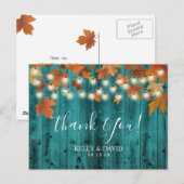 Rustieke herfstbladeren Blauwgroen schuur hout dan Briefkaart (Voorkant / Achterkant)