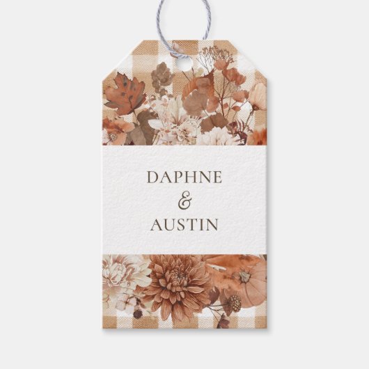 Rustieke Herfstbladeren Bruiloft Cadeaulabel (Voorkant)