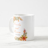 Rustieke herfstbladeren bruiloft koffiemok (Voorkant links)