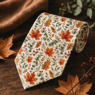 Rustieke Herfstbladeren Crème Kleur Botanische Huw Stropdas