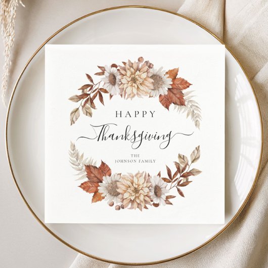 Rustieke herfstbladeren Fijne Thanksgiving Servet