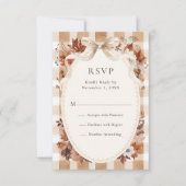 Rustieke Herfstbladeren Geruite Bruiloft RSVP Kaartje (Voorkant)