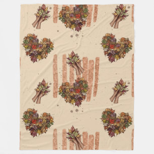 Rustieke Herfstbladeren Hartpatroon - Herfst Vibes Fleece Deken