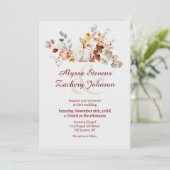 Rustieke herfstbladeren Herfst pompoen bruiloft Kaart (Staand voorkant)