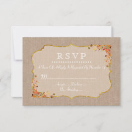 Rustieke Herfstbladeren Linnen Canvas RSVP Kaartje