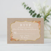 Rustieke Herfstbladeren Linnen Canvas RSVP Kaartje (Staand voorkant)
