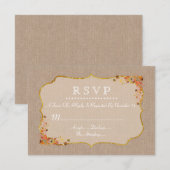 Rustieke Herfstbladeren Linnen Canvas RSVP Kaartje (Voorkant / Achterkant)
