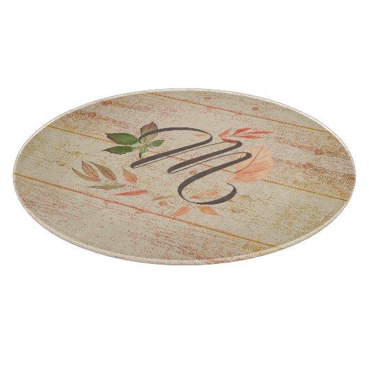 Rustieke Herfstbladeren Monogram Snijplank (Hoek)