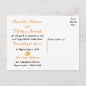 Rustieke herfstbladeren net getrouwd Oranje bruilo Aankondigingskaart (Achterkant)