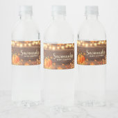 Rustieke herfstbladeren pompoen Baby shower Waterfles Etiket (Flessen)
