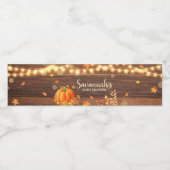 Rustieke herfstbladeren pompoen Baby shower Waterfles Etiket (Enkel label)