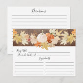 Rustieke herfstbladeren pompoenen bloemenrecept Ka Briefkaart (Voorkant / Achterkant)