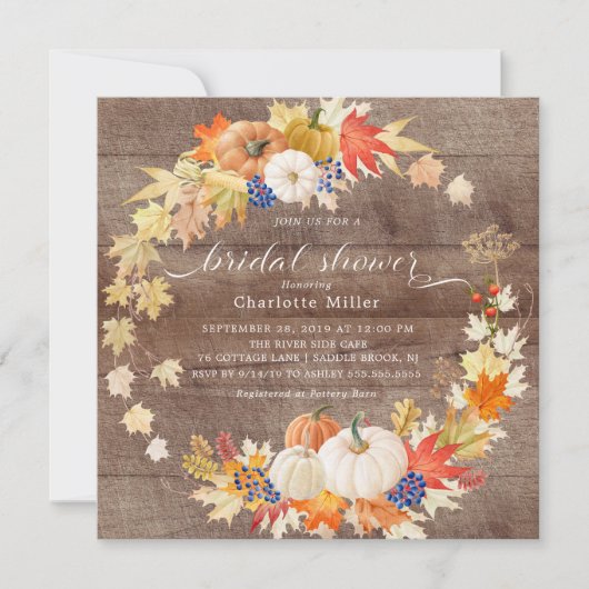 Rustieke herfstbladeren pompoenen Vrijgezellenfees Kaart (Voorkant)