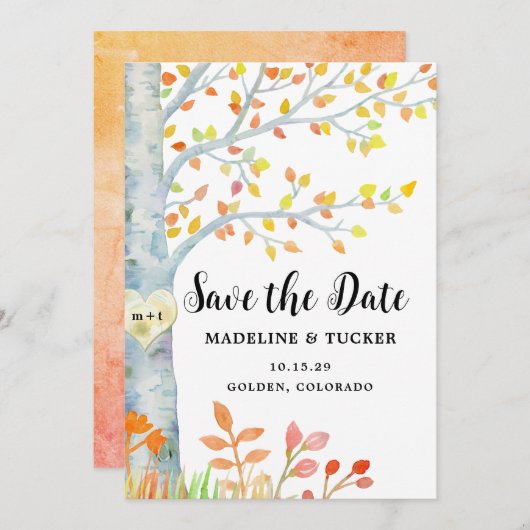 Rustieke Herfstbladeren QR Code Save the Date (Voorkant / Achterkant)