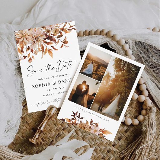 Rustieke Herfstbladeren Save The Date Kaart