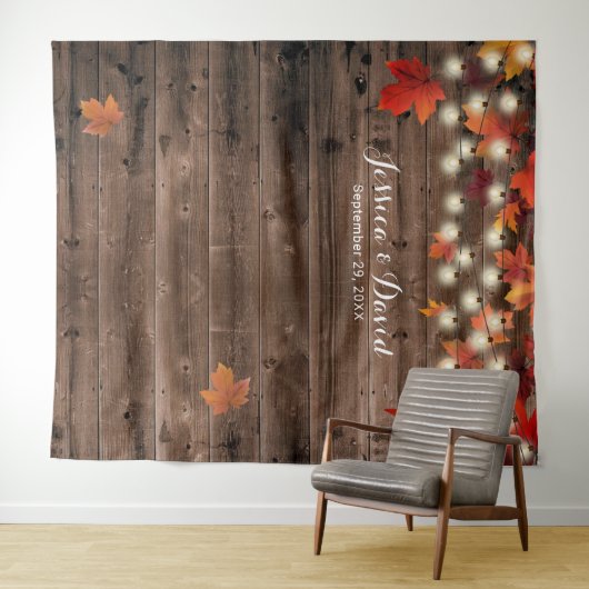 Rustieke herfstbladeren schuur herfst bruiloft ach wandkleed (In Situ (horizontaal))