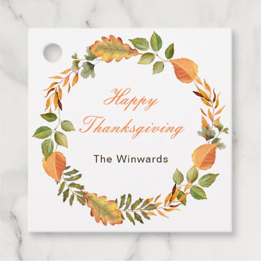 Rustieke herfstbladeren vierkante Thanksgiving Bedankjes Labels (Voorkant)