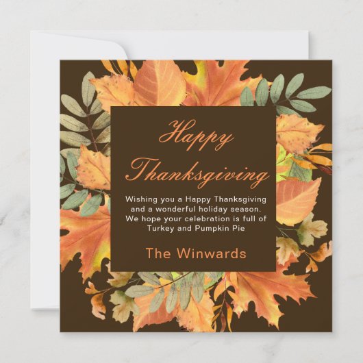 Rustieke herfstbladeren vierkante Thanksgiving Kaart (Voorkant)