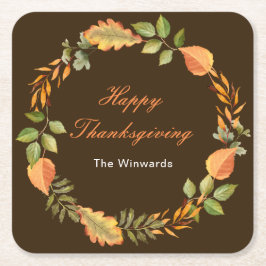 Rustieke herfstbladeren vierkante Thanksgiving Kartonnen Onderzetters