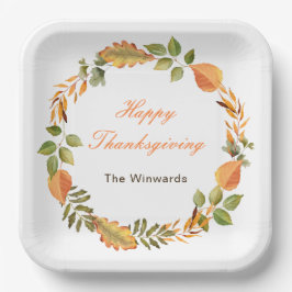 Rustieke herfstbladeren vierkante Thanksgiving Papieren Bordje