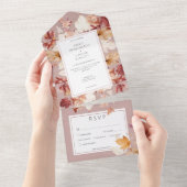 Rustieke herfstbladerenkrans Bourgondië diner All In One Uitnodiging (Afscheurbaar)