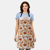 Rustieke herfstbladnaam All-Over Print Schort (Gedragen)