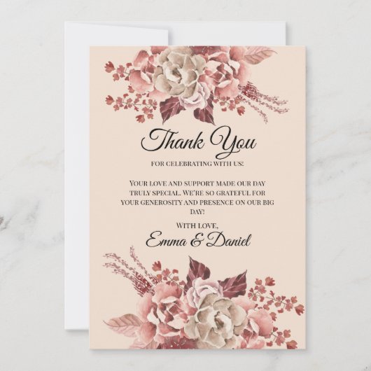 Rustieke Herfstbloei Lichte Beige Waterverf Bedankkaart (Voorkant)